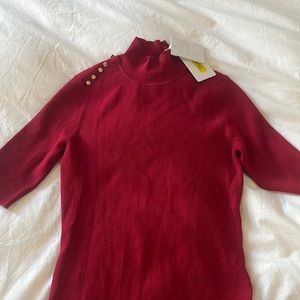 NWT Ted Baker ribbed mock turtle short sleeve sweater